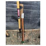 GROUP OF PITCHFORKS AND ADZE