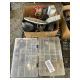 BOX WITH TRACTOR LIGHTS, FUEL AND CARBURETOR PARTS