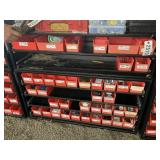 TWO METAL PARTS CABINETS WITH PLASTIC STORAGE BINS