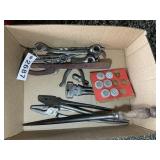 GROUP OF VINTAGE TOOLS, WRENCHES, ETC