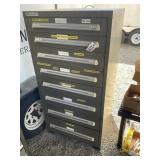 8 DRAWER METAL CABINET, 30 IN X 28 IN X 59 IN
