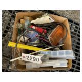 GROUP OF AUTOMOTIVE LIGHTS, PUMPS, HEAT SHRINK TUB