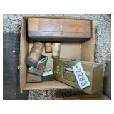 VINTAGE FIRST AID KIT, METAL TINS, ETC