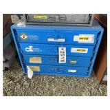 BLUE 4 DRAWER METAL PARTS CABINET, RIVETS, ZIP TIE