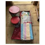 GROUP OF CHRISTMAS WRAPPING PAPER AND METAL TINS