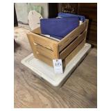 WOODEN CRATE WITH COLLAPSABLE STORAGE BOXES AND TO