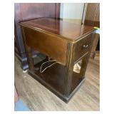 ONE DRAWER WOODEN SIDE TABLE, 13 IN X 22 IN X 23 I