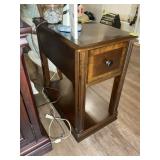 ONE DRAWER WOODEN SIDE TABLE, 13 IN X 22 IN X 23 I