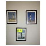 GROUP OF FRAMED LIGHTHOUSE PICTURES, 7 IN X 9 IN