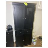 4 DOOR ONE DRAWER BLACK CABINET, 30 IN X 16 IN X 7