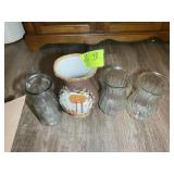 GROUP OF VASES, CLEAR GLASS 9 IN AND CERAMIC VASE