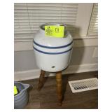 CERAMIC DRINK DISPENSER 10 IN TALL, MISSING SPOUT,