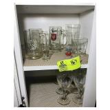 GROUP OF STEMMED GLASSWARE AND BEER GLASSES
