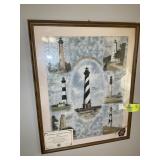 FRAMED NORTH CAROLINA LIGHTHOUSES PUZZLE, 23.5 IN