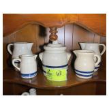 GROUP OF ROSEVILLE OHIO POTTERY, PITCHERS AND CROC