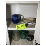 MISC GROUP INCLUDING JARS, POTTERY STYLE JUG, COAS