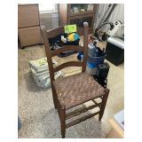 LADDER BACK WOVEN SEAT WOOD CHAIR