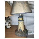 GROUP INCLUDING SEA SHELL LAMP, LIDDED JAR WITH SE