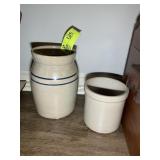 PAIR OF CROCKS, 6 IN AND 10 IN TALL