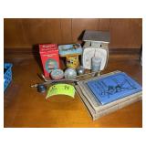 MISC GROUP INCLUDING VINTAGE BOOKS, MAIL SCALE, T-