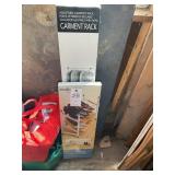 GROUP OF ORGANIZER ITEMS, GARMENT RACK AND SHOE RA