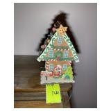 LIGHTED GINGERBREAD HOUSE, APPROX 9 IN TALL