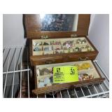 WOOD JEWELRY BOX WITH COSTUME JEWELRY