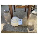 GROUP OF CANNING JARS AND LIGHT FIXTURE GLOBES