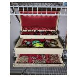 JEWELRY BOX WITH COSTUME JEWELRY