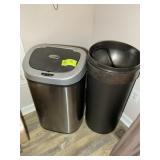 GROUP OF TRASH CANS, ONE ELECTRIC