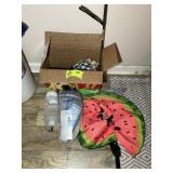 GROUP OF MISC DOG RELATED ITEMS, COLLAR, CONE, WAT