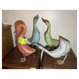 GROUP OF 4 WOOD AND METAL DUCKS