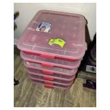 6 EMPTY ORNAMENT  PLASTIC STORAGE BINS