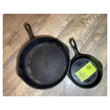 PAIR OF CAST IRON FRYING PANS