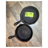 PAIR OF CAST IRON FRYING PANS