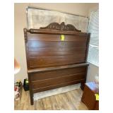 ANTIQUE FULL SIZE BED FRAME AND FOOT BOARD, METAL