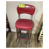 RETRO STYLE METAL AND RED VINYL STOOL/CHAIR