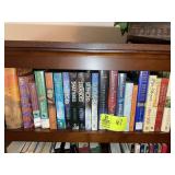 TOP SHELF OF BOOK CASE, MISC BOOKS VARIOUS TITLES