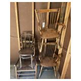 GROUP OF VINTAGE CHAIRS, ROCKING CHAIR