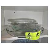 GROUP OF CLEAR GLASS PIE DISHES