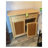 WOODEN WORK TABLE, TWO DOORS, ONE DRAWER, LOCKING,