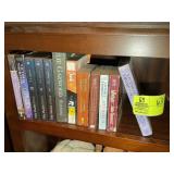TOP SHELF OF BOOK CASE, MISC BOOKS VARIOUS TITLES