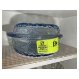 BLUE COLORED COVERED CASSEROLE DISH