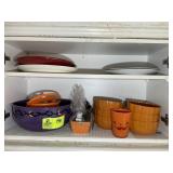 CONTENTS OF CABINET OVER MICROWAVE, HOLIDAY THEMED