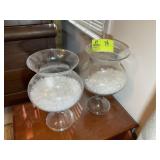 PAIR OF CLEAR GLASS VASES, APPROX 13 IN TALL