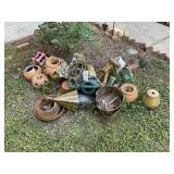 GROUP OF MISC PLANTERS, BIRD HOUSES