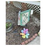 GROUP OF YARD FLAG HOLDERS, FLAGS