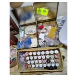 LARGE GROUP OF SEWING RELATED ITEMS, SEWING BASKET