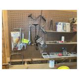 CONTENTS OF PEG BOARD INCLUDING WRENCHES, BRACING