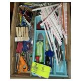 THREE DRAWERS OF MISC KITCHEN ITEMS, MIXING CUPS,